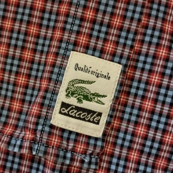 Lacoste Plaid Shirt Mens L 42 Modern Fit Long Sleeve Cotton Preppy Button Down - Picture 2 of 16